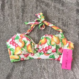 Betsey Johnson fruit bikini top new medium